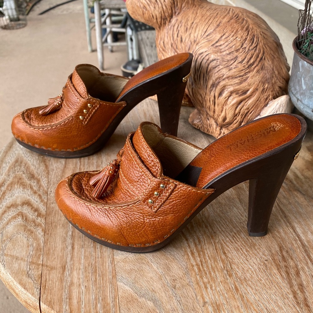 Michael Michael Kors Leather Heeled Clogs